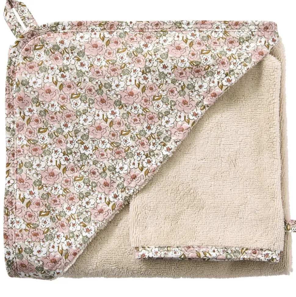 Cape de bain bébé avec gant de toilette beige - afternoon tea