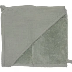 Cape de bain bébé avec gant de toilette vert de gris