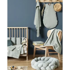Cape de bain bébé avec gant de toilette vert de gris