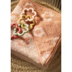 Cape de bain bébé éponge 75x75 cm jacquard flower