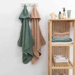 Cape de bain bébé 75x75 cm terry vert