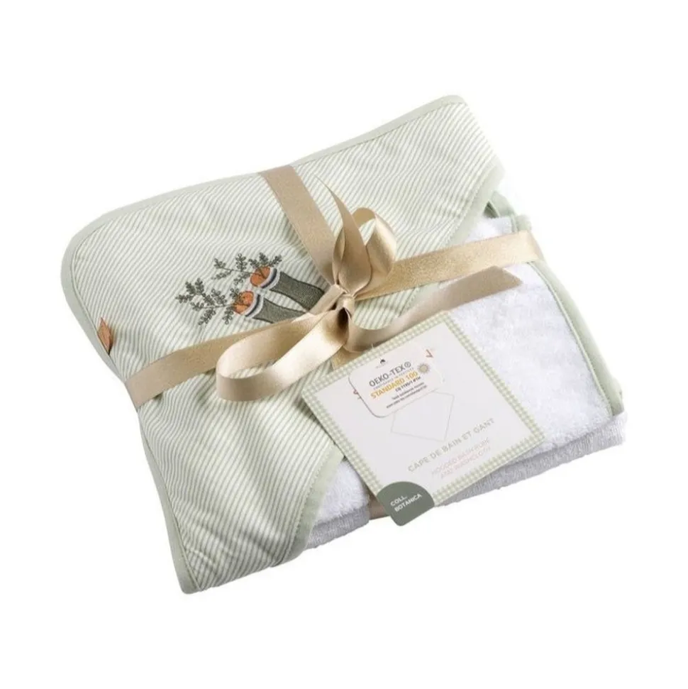 Cape de bain et gant de toilette botanica