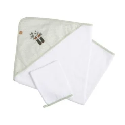 Cape de bain et gant de toilette botanica