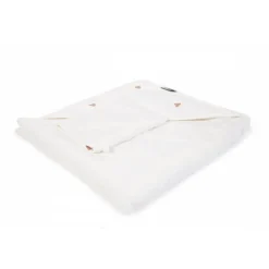 Cape de bain + gant mousseline cœurs - 80 x 80 cm