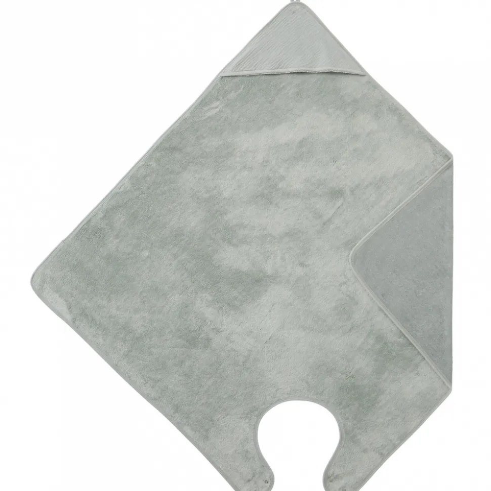 Cape de bain tablier en bambou - vert de gris