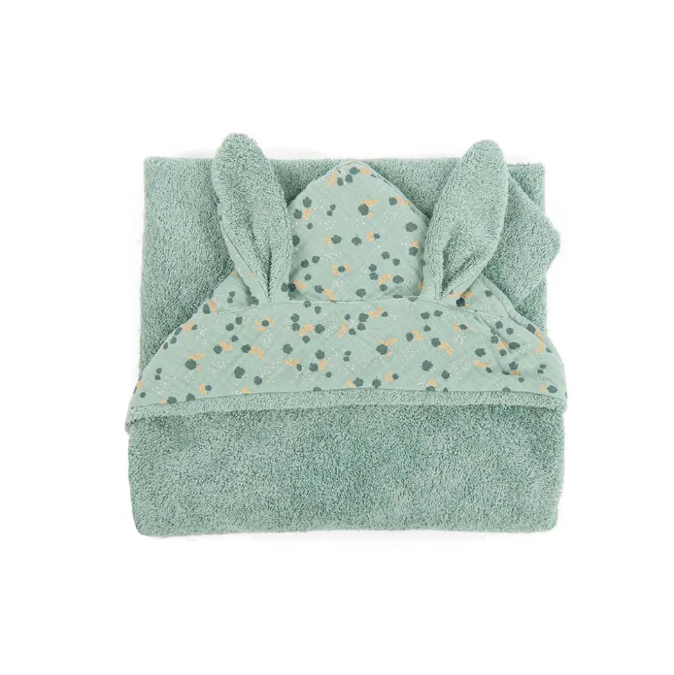Cape de bain trois petits lapins - sauge