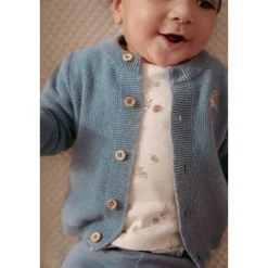 Cardigan tricoté - baby blue - 4/6 mois