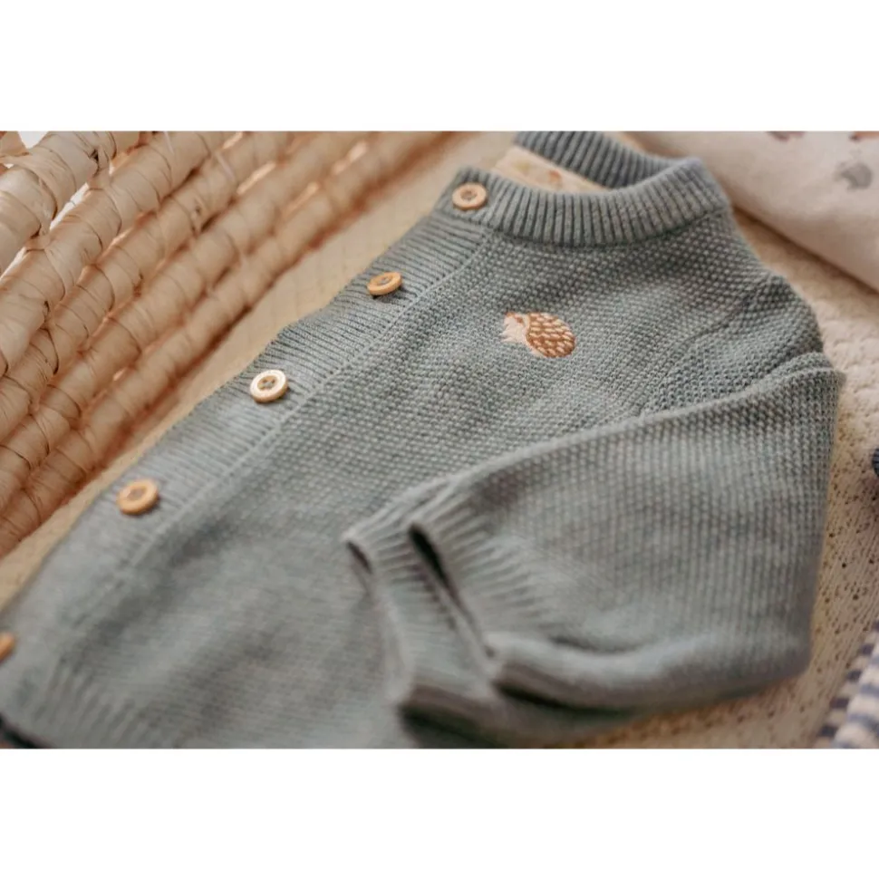 Cardigan tricoté - baby blue - 4/6 mois