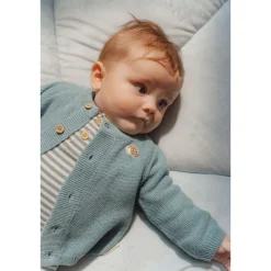 Cardigan tricoté - baby blue - 4/6 mois