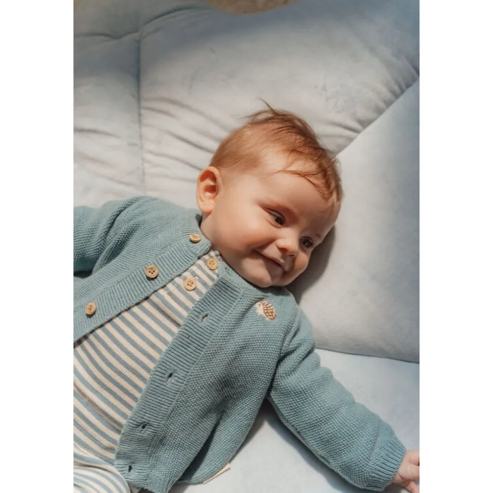 Cardigan tricoté - baby blue - 4/6 mois