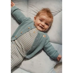 Cardigan tricoté - baby blue - 4/6 mois