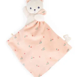 Carre douceur doudou ours feuilles d'amour 17cm