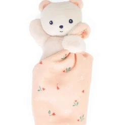 Carre douceur doudou ours feuilles d'amour 17cm