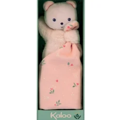 Carre douceur doudou ours feuilles d'amour 17cm
