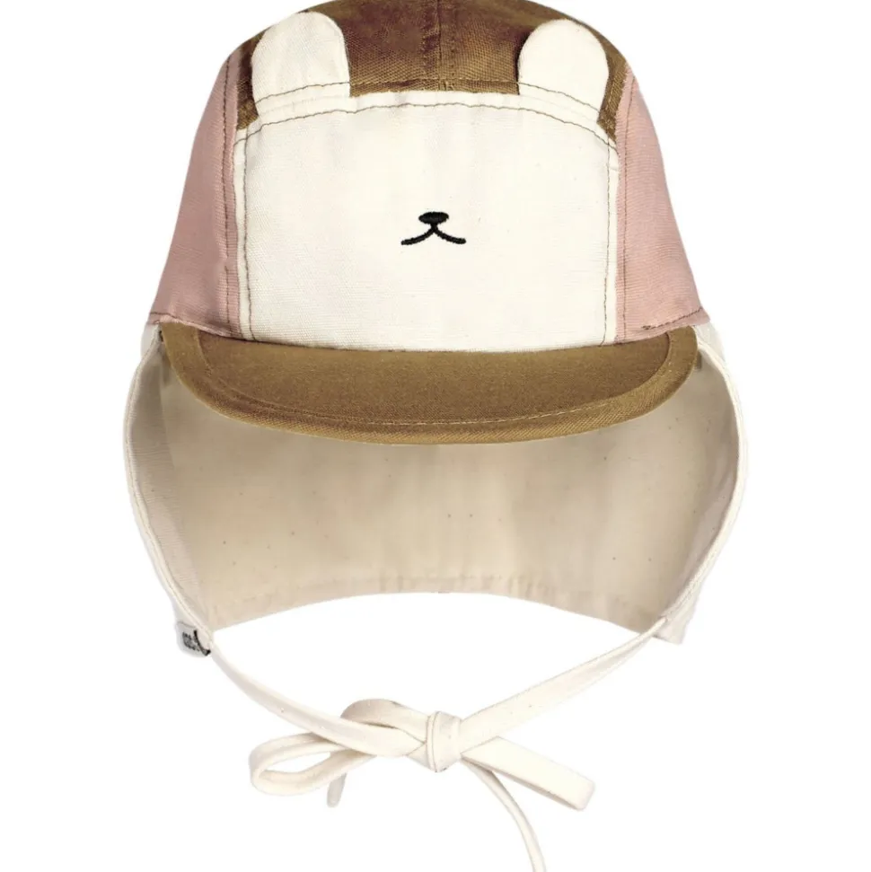 Casquette anti-uv ourson - rose et brun 0/2 ans