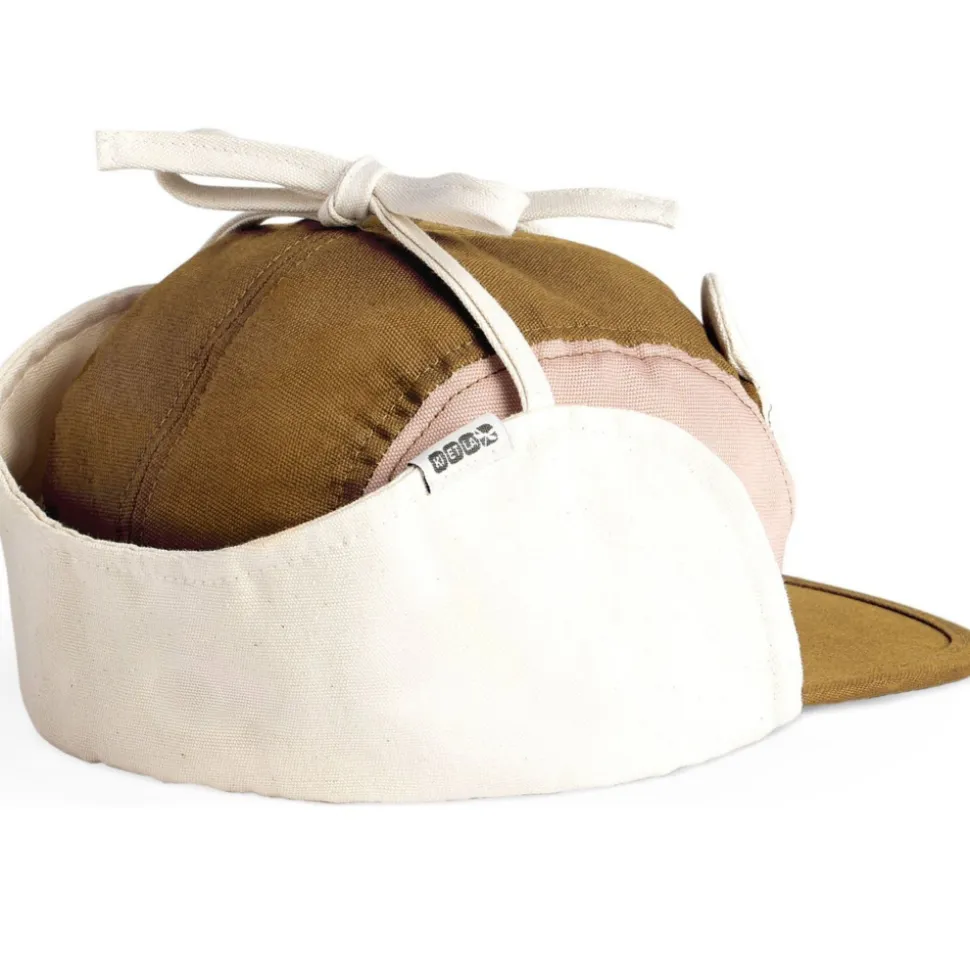 Casquette anti-uv ourson - rose et brun 0/2 ans