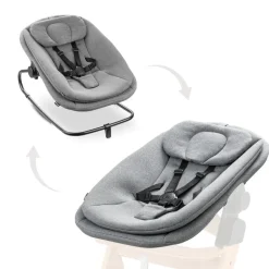 Chaise haute bébé arketa bois naturel + transat bébé pour chaise haute gris