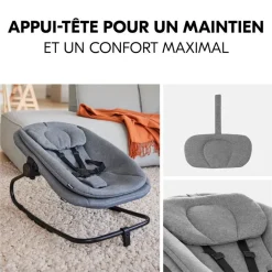 Chaise haute bébé arketa bois naturel + transat bébé pour chaise haute gris