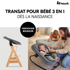 Chaise haute bébé arketa bois naturel + transat bébé pour chaise haute gris