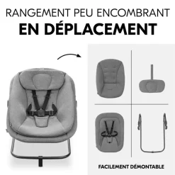 Chaise haute bébé arketa bois naturel + transat bébé pour chaise haute gris