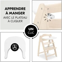 Chaise haute bébé arketa bois naturel + transat bébé pour chaise haute gris
