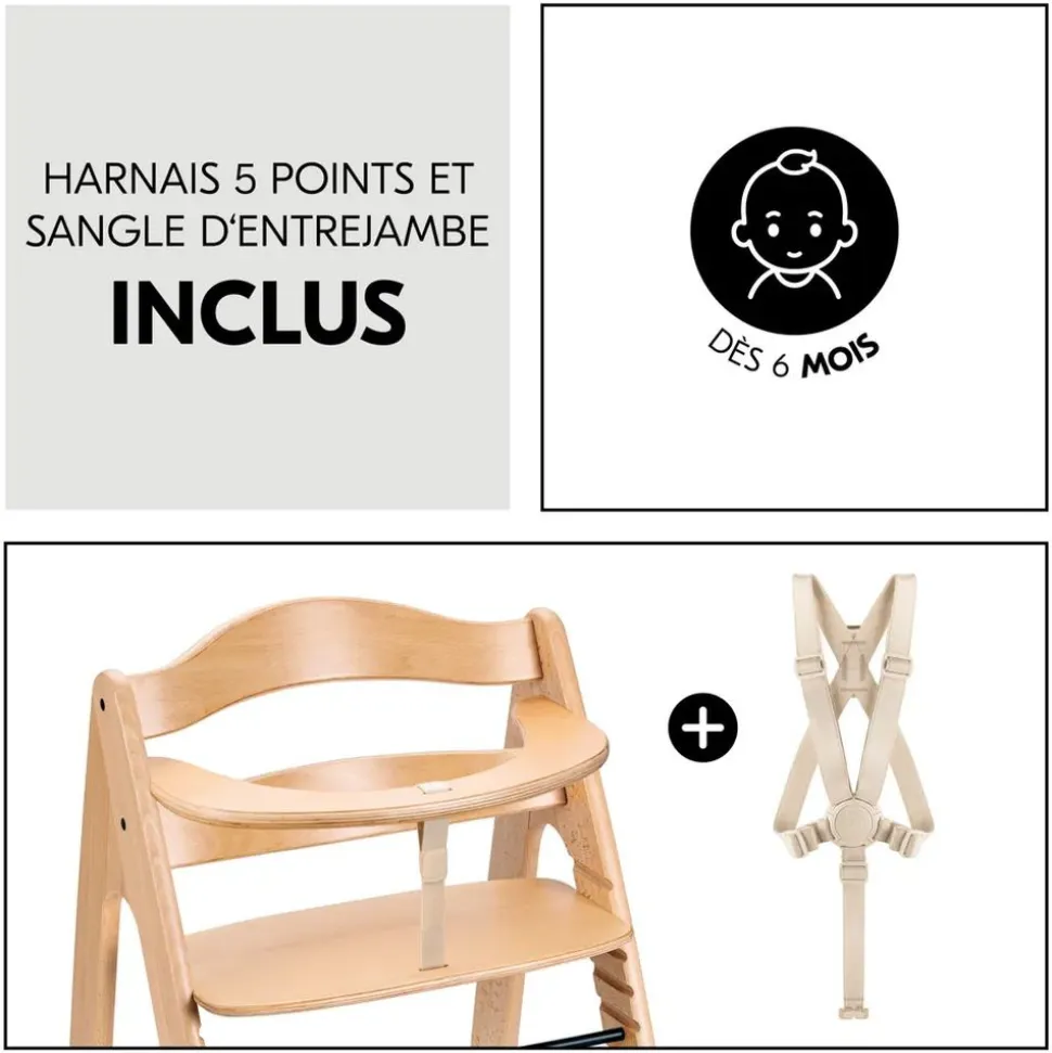 Chaise haute bébé arketa n play beech en bois beech avec plateau de jeu