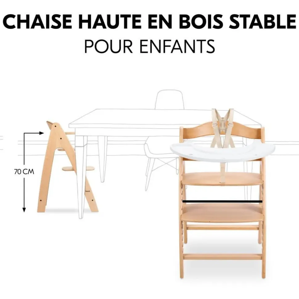 Chaise haute bébé arketa n play beech en bois beech avec plateau de jeu