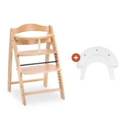 Chaise haute bébé arketa n play beech en bois beech avec plateau de jeu