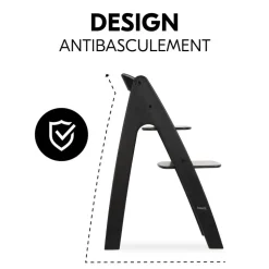Chaise haute bébé arketa n play en bois noir avec plateau de jeu