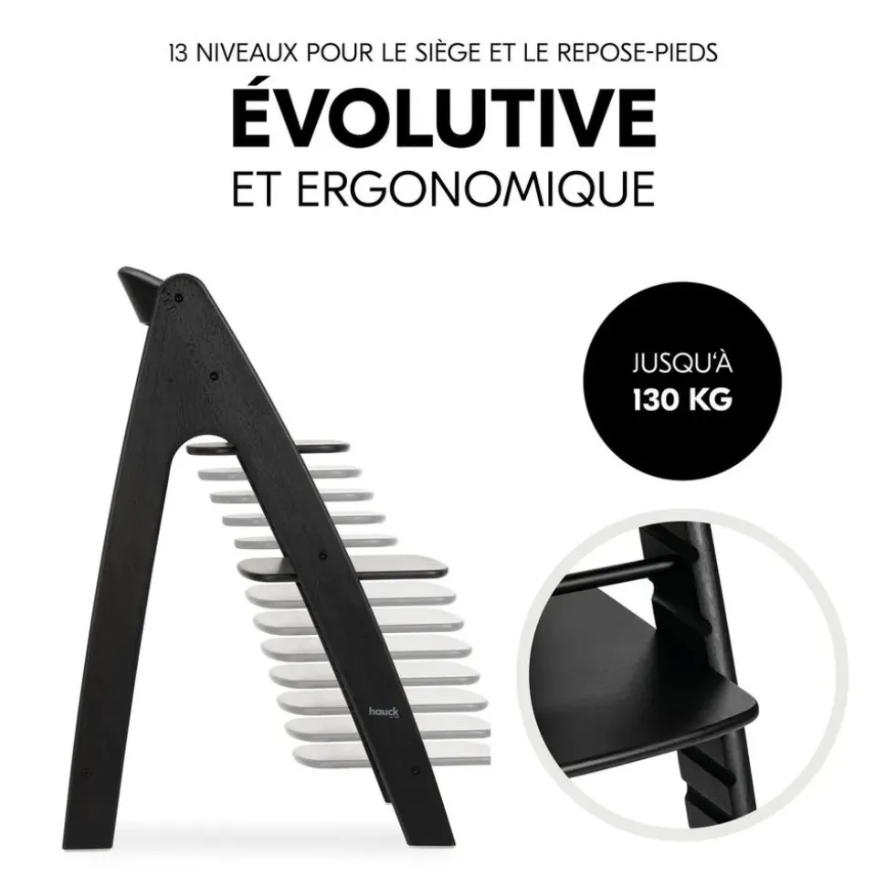 Chaise haute bébé arketa n play en bois noir avec plateau de jeu