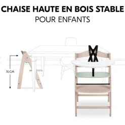 Chaise haute bébé arketa n play en bois vert clair avec plateau de jeu