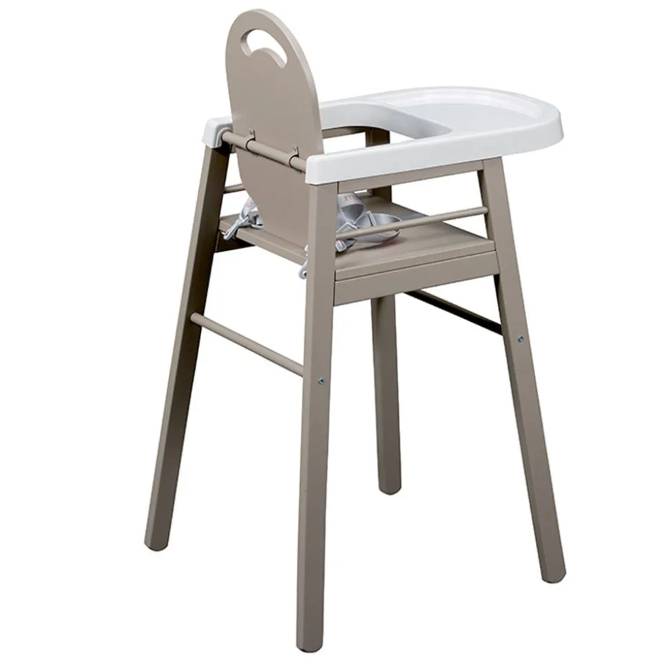 Chaise haute bébé lili fixe (avec tablette amovible )laque gris clair