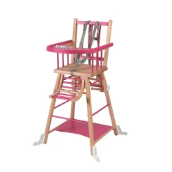 Chaise haute bébé marcel transformable barreaux hybride fuschia