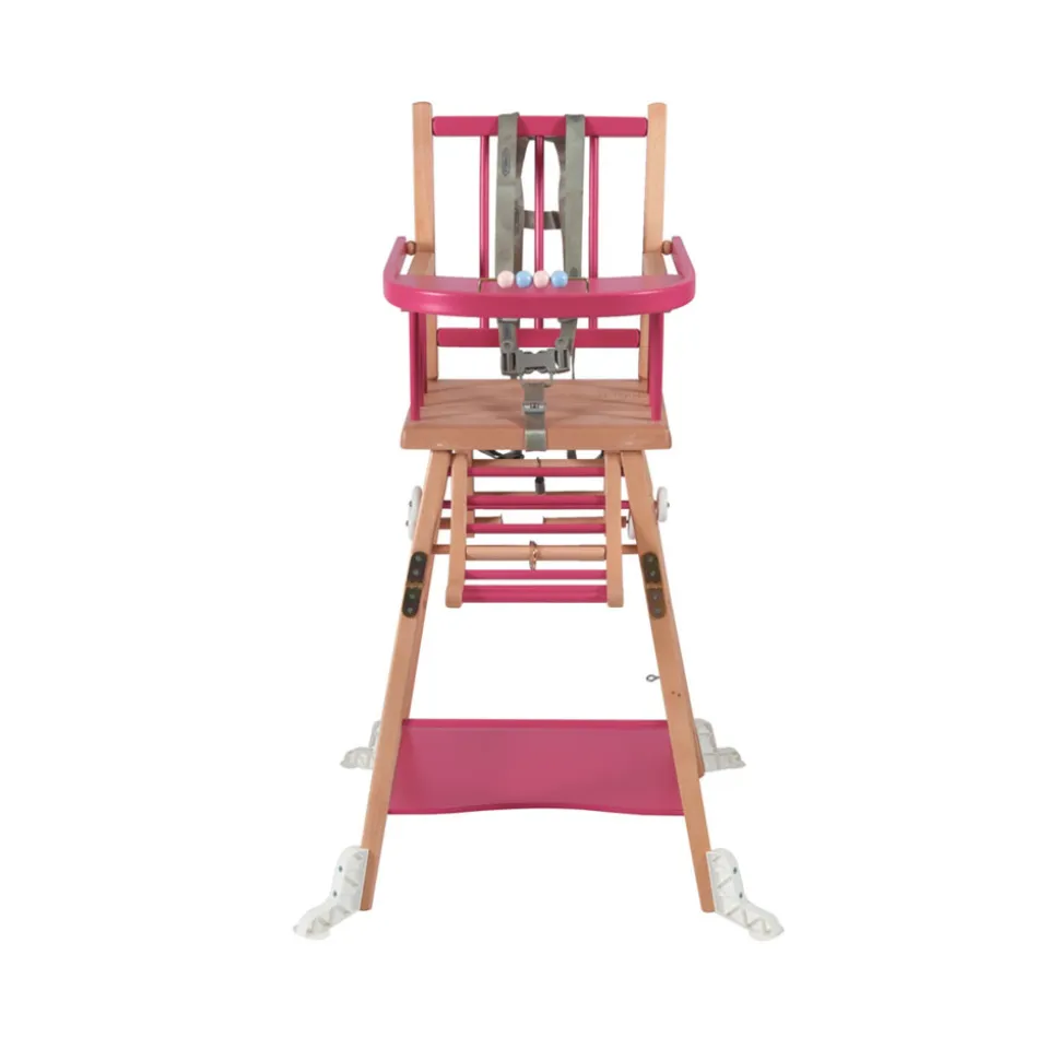 Chaise haute bébé marcel transformable barreaux hybride fuschia