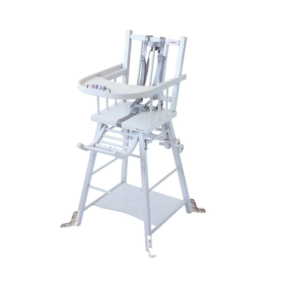 Chaise haute bébé marcel transformable barreaux laque blanche