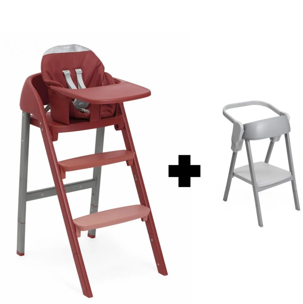Chaise haute crescendo up colorado red re_lux + kit tour d'observation crescendo up grey