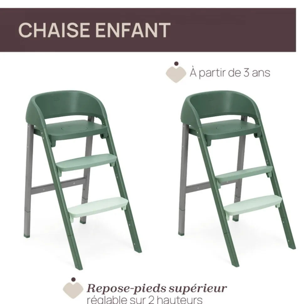 Chaise haute crescendo up colorado red re_lux + kit tour d'observation crescendo up grey