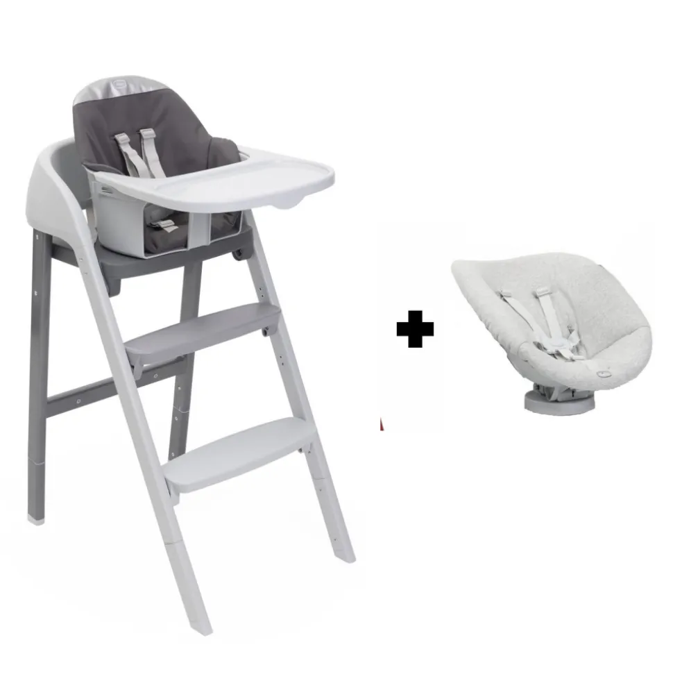 Chaise haute crescendo up 2 en 1steel cloud re_lux avec siège de naissance