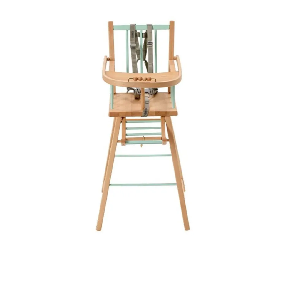 Chaise haute en bois andré hybride vert mint