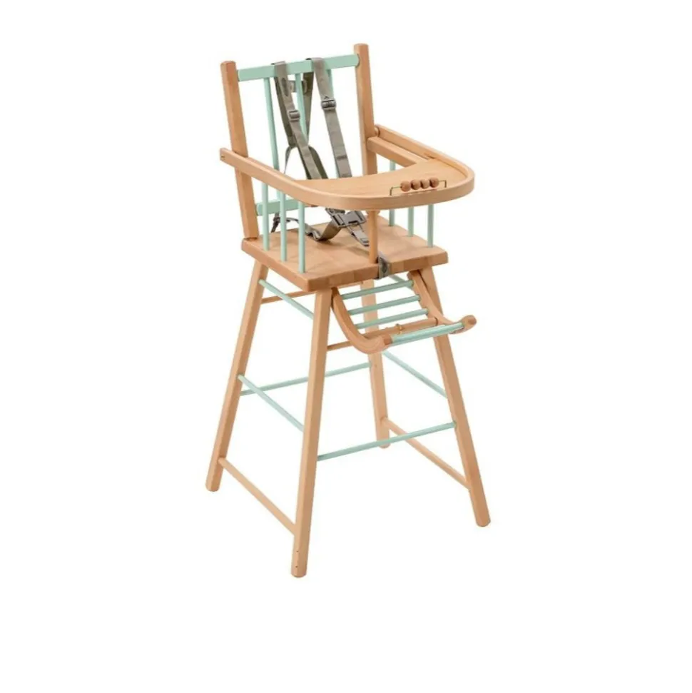 Chaise haute en bois andré hybride vert mint