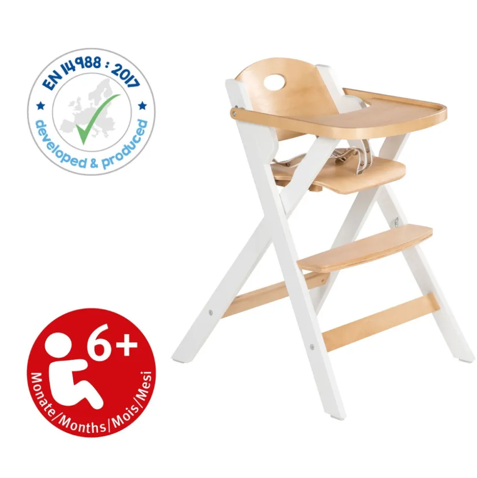 Chaise haute enfant pliable bois bicolore