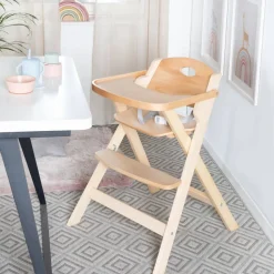 Chaise haute enfant pliable bois naturel