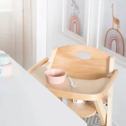 Chaise haute enfant pliable bois naturel