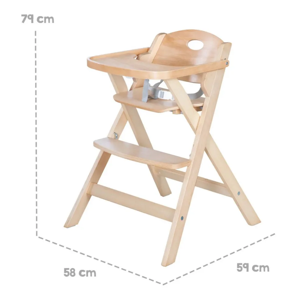 Chaise haute enfant pliable bois naturel