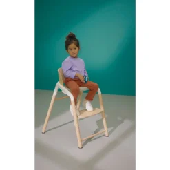 Chaise haute giraffe bébé bois foncé