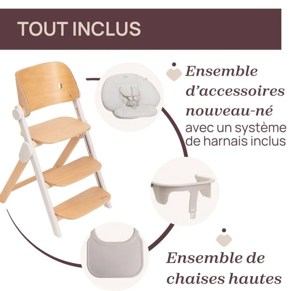 Chaise haute meraviglia milk + coussin de siège meraviglia sandshell