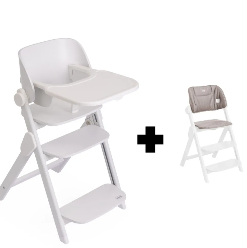 Chaise haute meraviglia milk + coussin de siège meraviglia sandshell