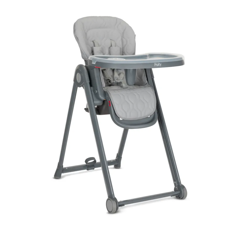 Chaise haute party 2 roues gris