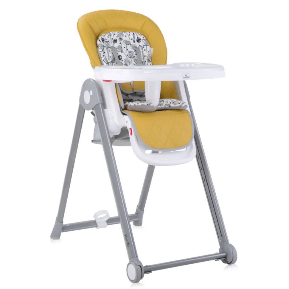 Chaise haute party 2 roues jaune