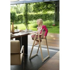 Chaise haute pliable ultra-plate bois naturel
